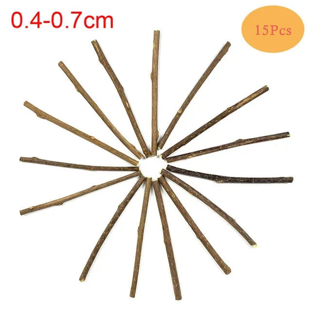 15-Pack Natural Matatabi (Silvervine) Catnip Chew Sticks — 4.7 in (12 cm) Dental Treats for Cats & Kittens